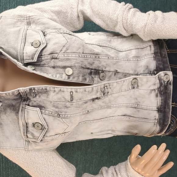 Express Gray Denim Hoodie Jacket/Sweater Please Read Description! - Picture 3 of 11